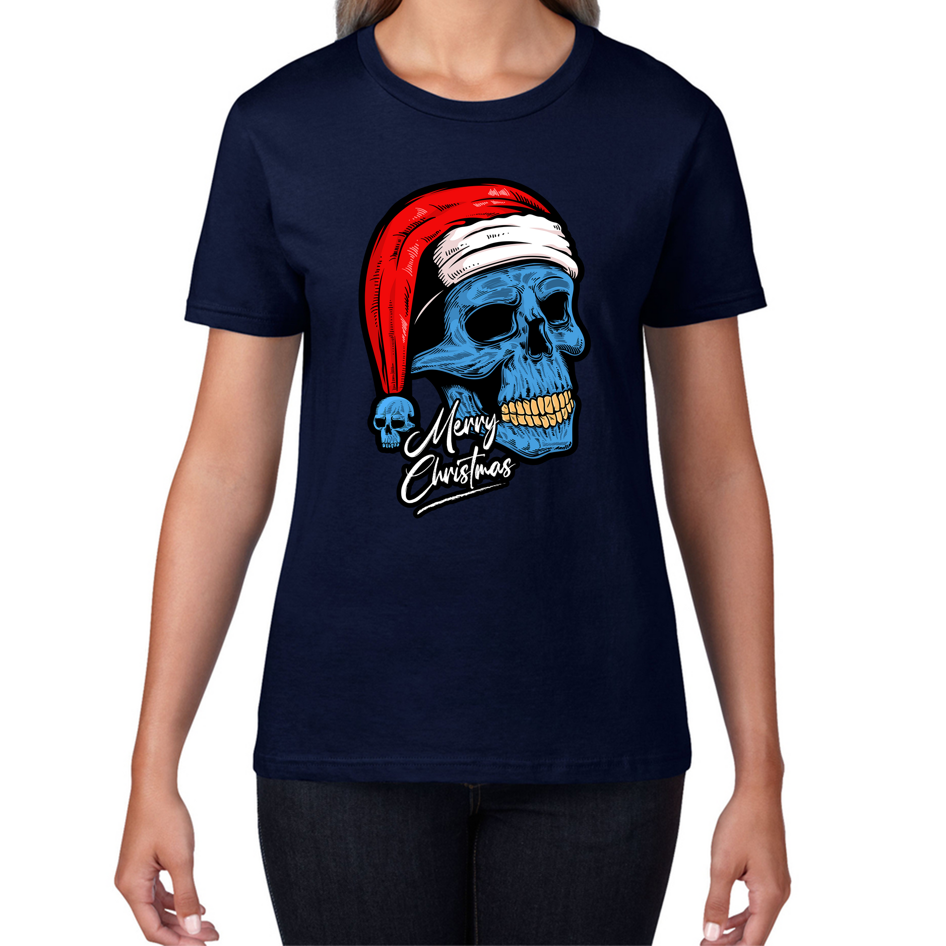 santa skull womens t shirt