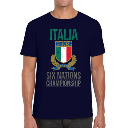 Italia Flag Logo Rugby Cup European Support World Six Nations Championship Mens Tee Top