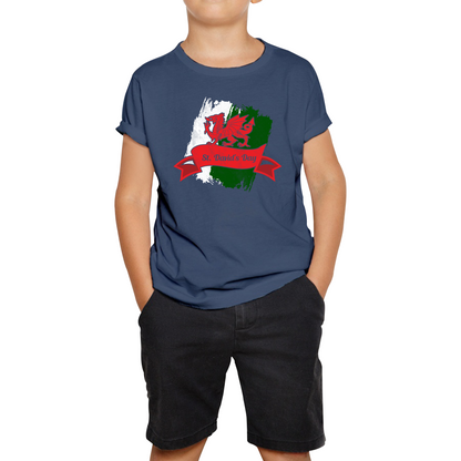 St. David's Day Dragon Flag Welsh Dragon Flag Of Wales Sant Dewi Saint Welsh Kids Tee