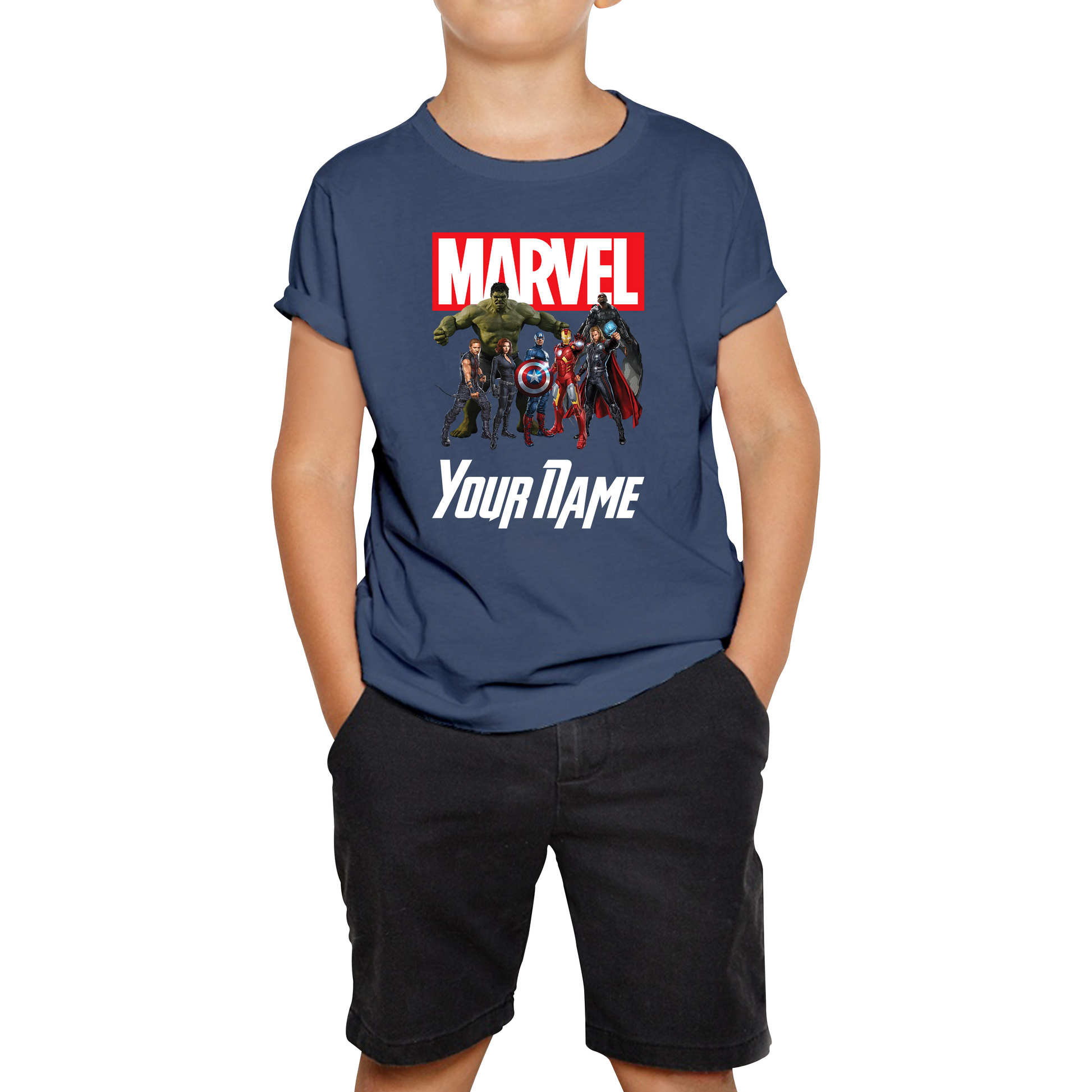 Personalised Marvel Avengers Superheroes Team T Shirt