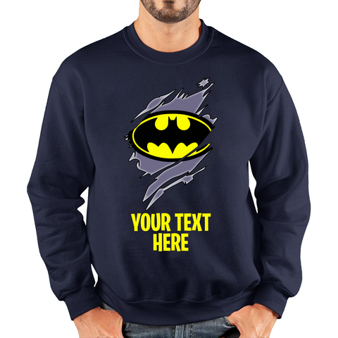 Personalised Your Text Batman Logo Jumper DC Comics Superhero Birthday Gifts Unisex Sweatshirt