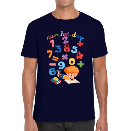 Numbers Day Colourful Numbers Maths Day School Charity Day Mathletics Mens Tee Top
