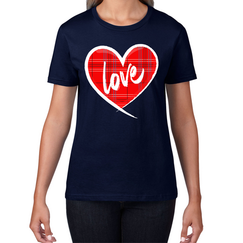 Hand Drawn Love Heart Happy Valentine's Day Lover Heart Womens Tee Top