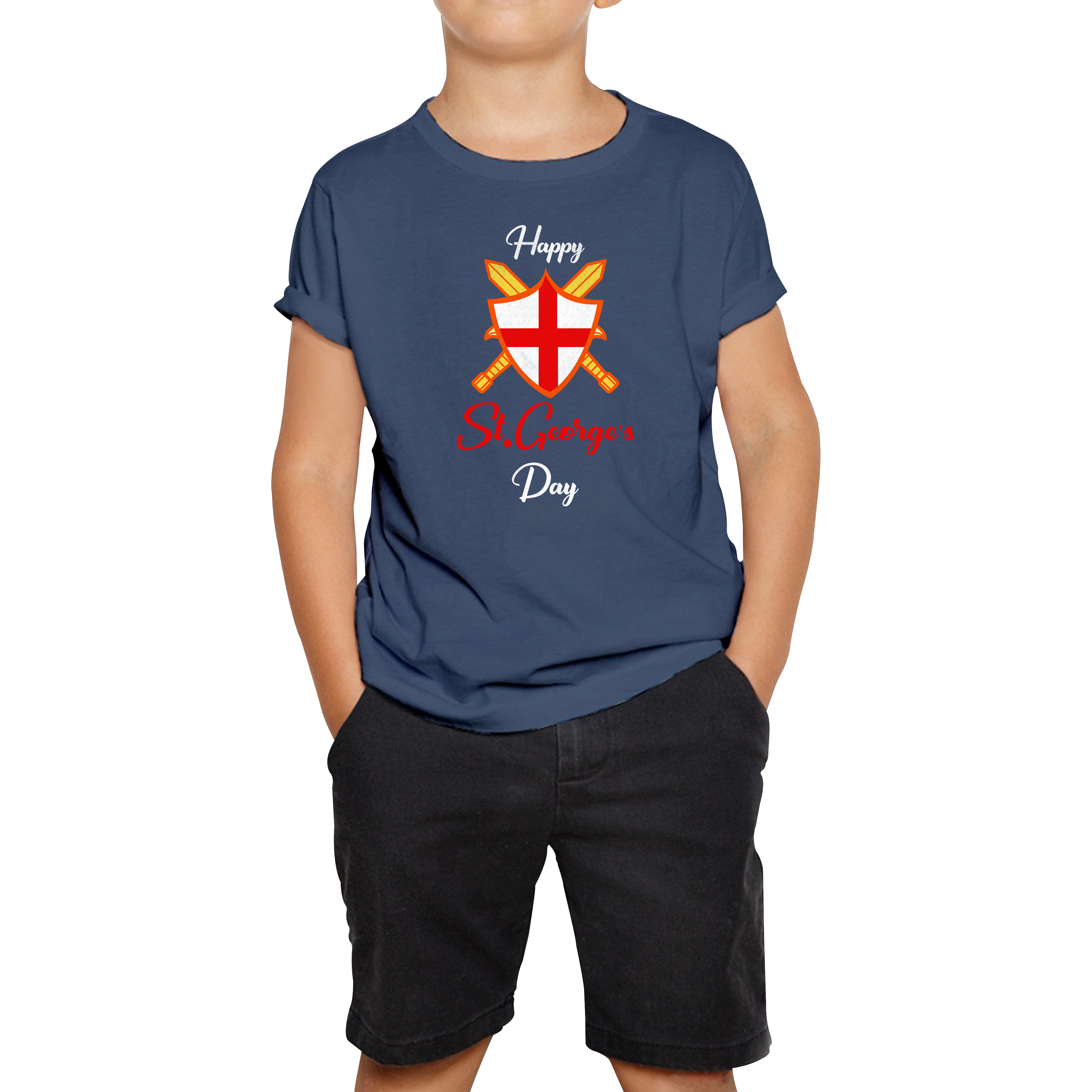 Happy St. George's Knight Sheild And Sword Saint George's Day Kids T Shirt