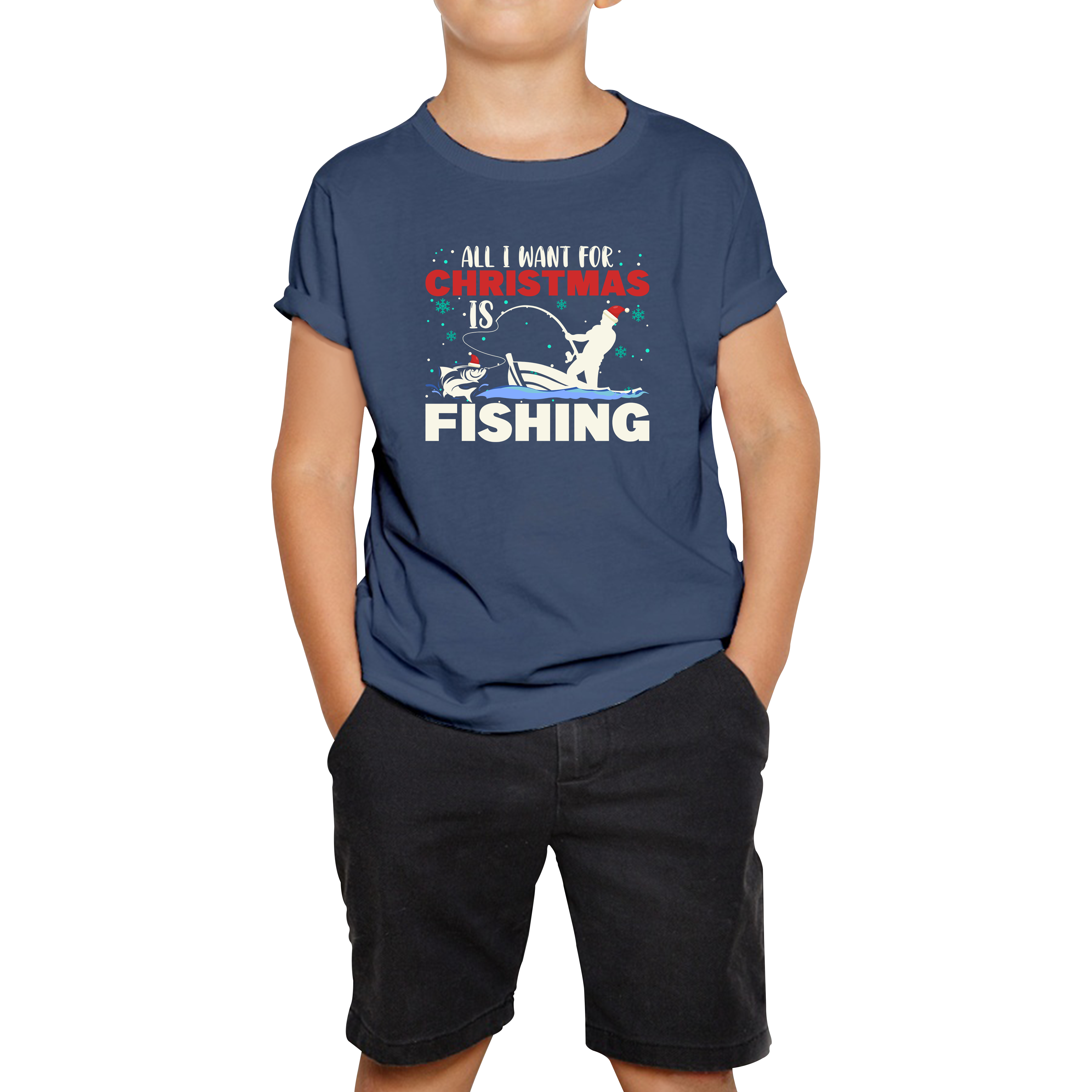 All I Want For Christmas Is Fishing Xmas Fisherman Fishing Lovers Kids Tee