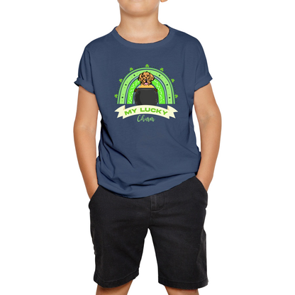 Golden Retriever Dog My Lucky Charm St. Patrick's Day Puppy Animal Pet Dog Lovers St Pattys Day Irish Festive Kids Tee