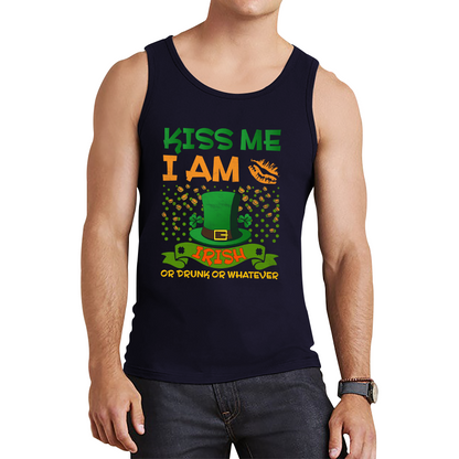 Kiss Me I Am Irish Or Drunk Or Whatever St Patricks Day Leprechaun Shamrock Drinking Team Tank Top