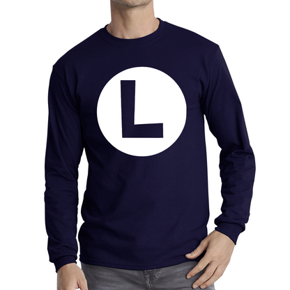 Mario Bros Character Logo Luigi Mario Waluigi Peach Bowser Toad Retro Gaming Long Sleeve T Shirt