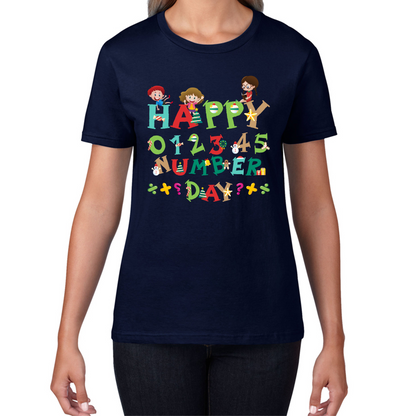 Happy Numbers Day Colourful Cartoon Numbers Day Maths Day School Charity Day Womens Tee Top