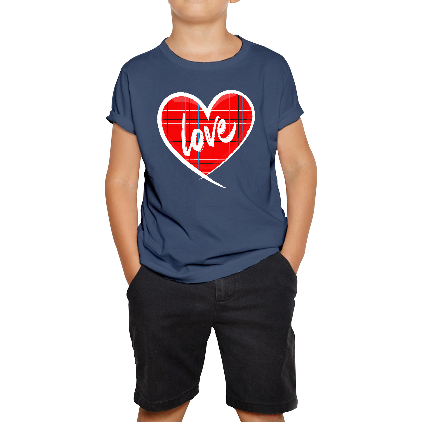 Hand Drawn Love Heart Happy Valentine's Day Lover Heart Kids Tee
