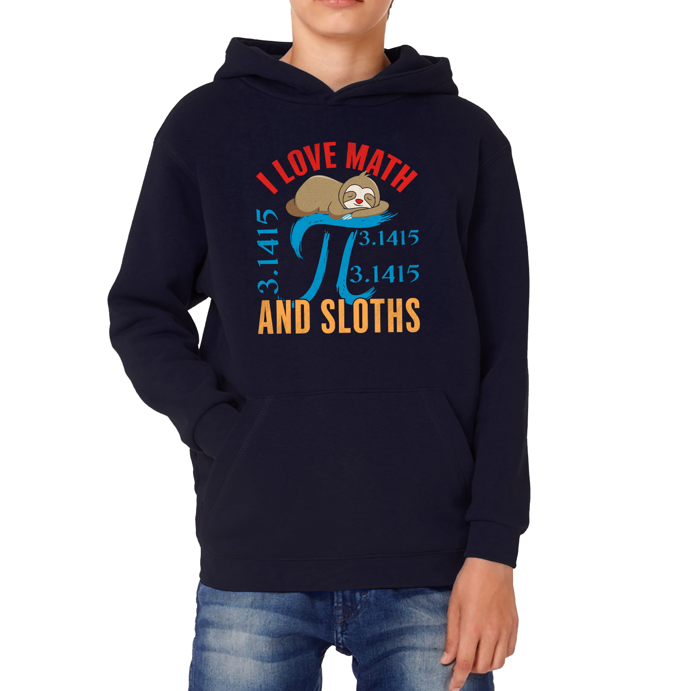I Love Math And Sloths Pi Symbol Maths Day World Book Day Sloth Mathematics Kids Hoodie