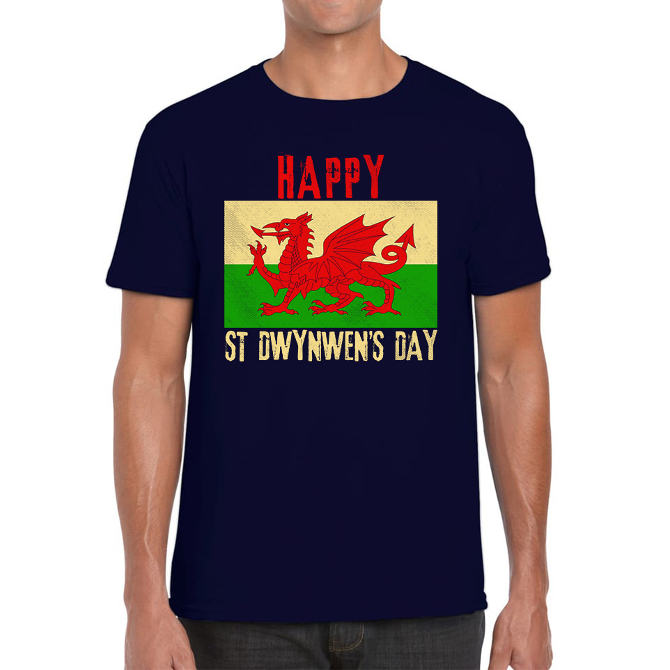 Happy St Dwynwen's Day Dydd Santes Dwynwen Saint Dwynwen Day Saint Of Lovers Mens Tee Top