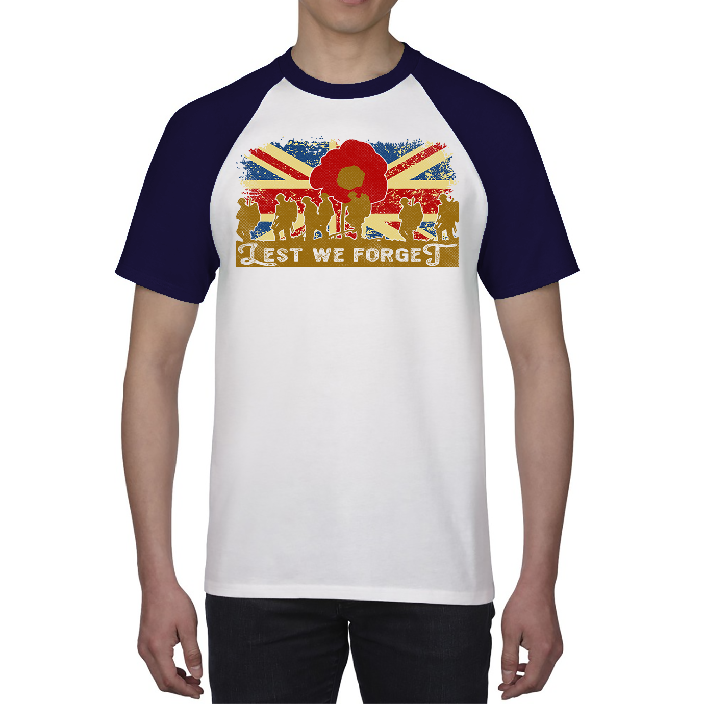 Lest We Forget Poppy Anzac Day Baseball T Shirt