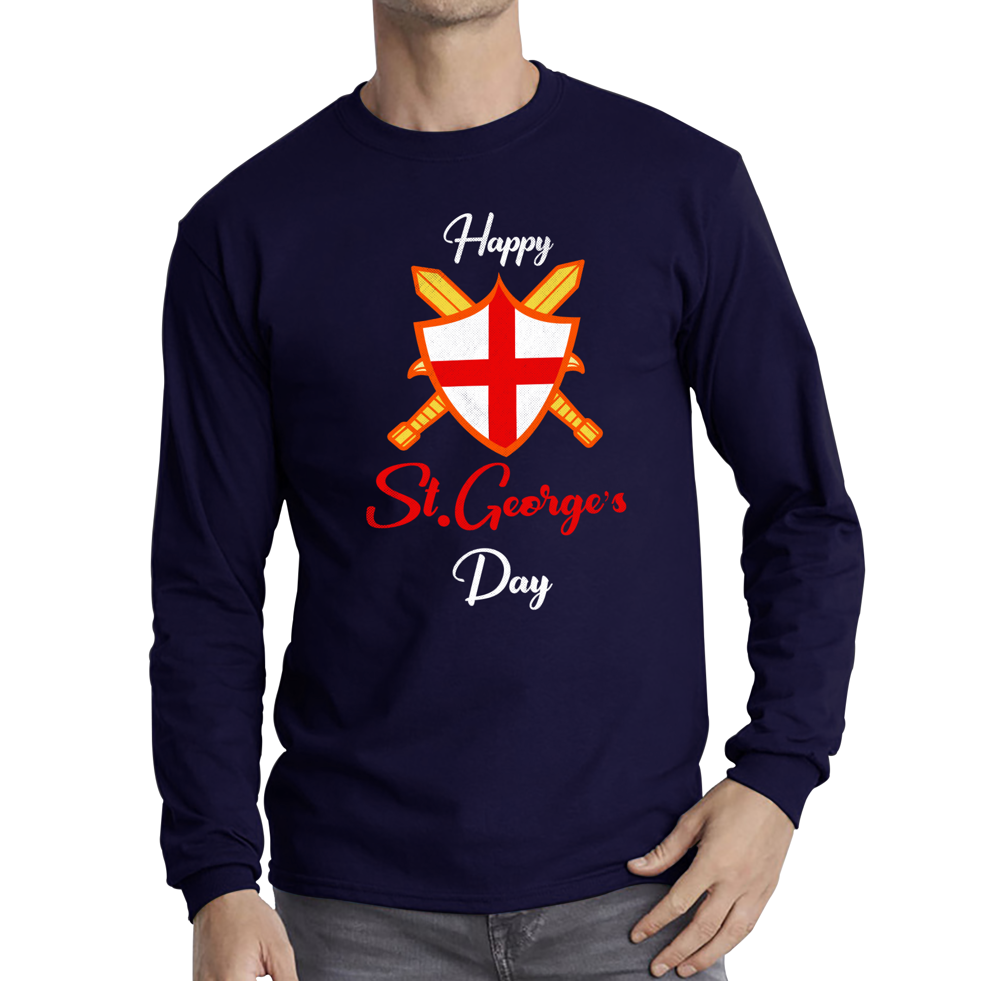 Happy St. George's Knight Sheild And Sword Saint George's Day Adult Long Sleeve T Shirt