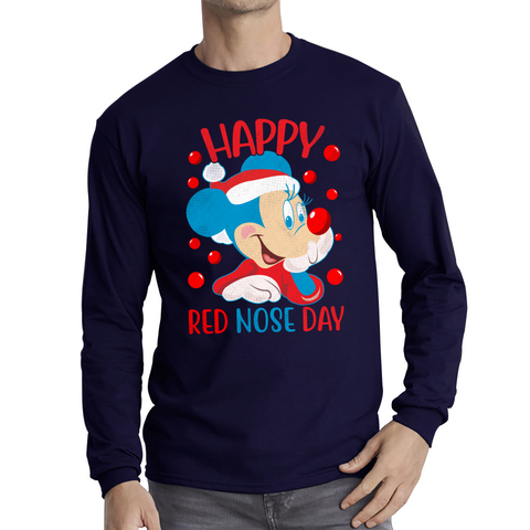 Happy Red Nose Day Mickey Mouse Red Nose Day Minnie Mickey Mouse Comic Relief Disneyland Cartoon Lover Long Sleeve T Shirt