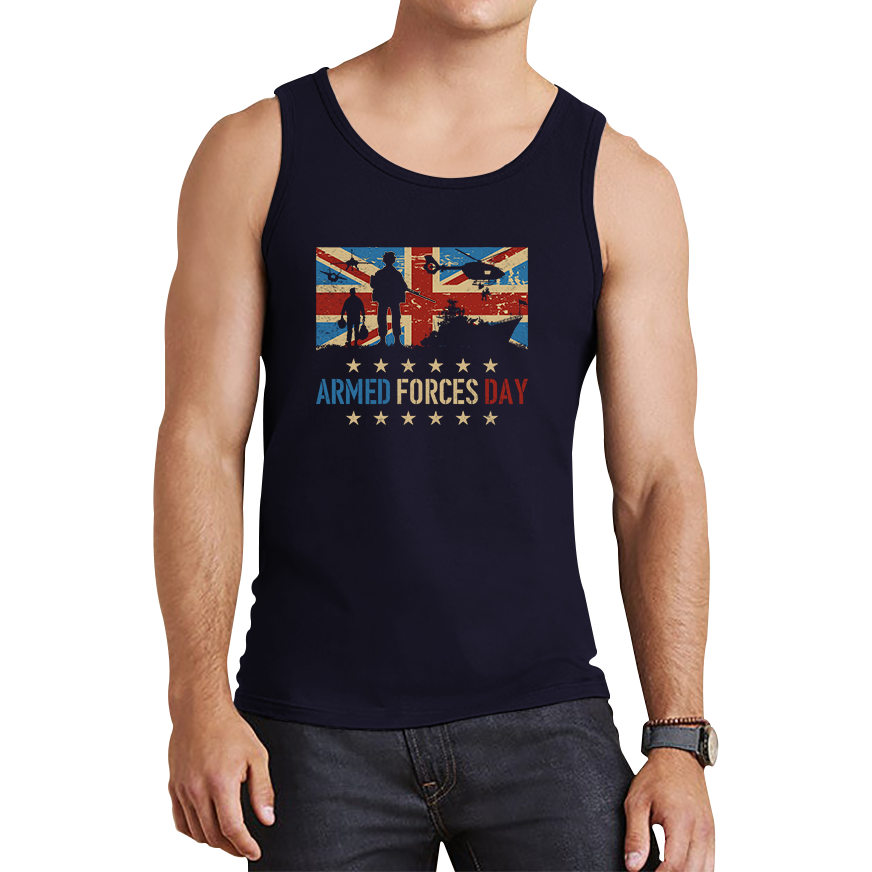 Army Navy Air Force British Veterans Armed Forces D-Day Tank Top