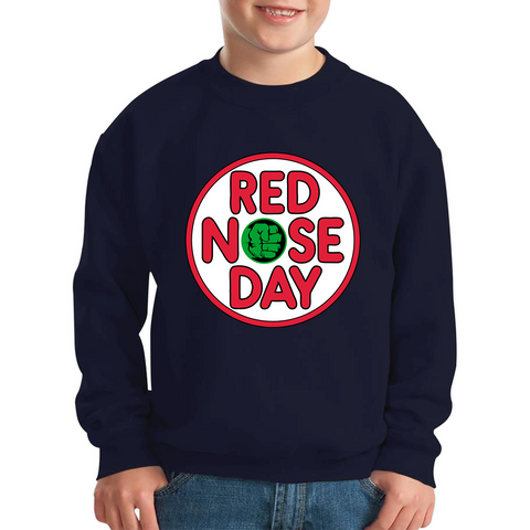 Marvel Avengers Hulk Hand Red Nose Day Kids Sweatshirt. 50% Goes To Charity