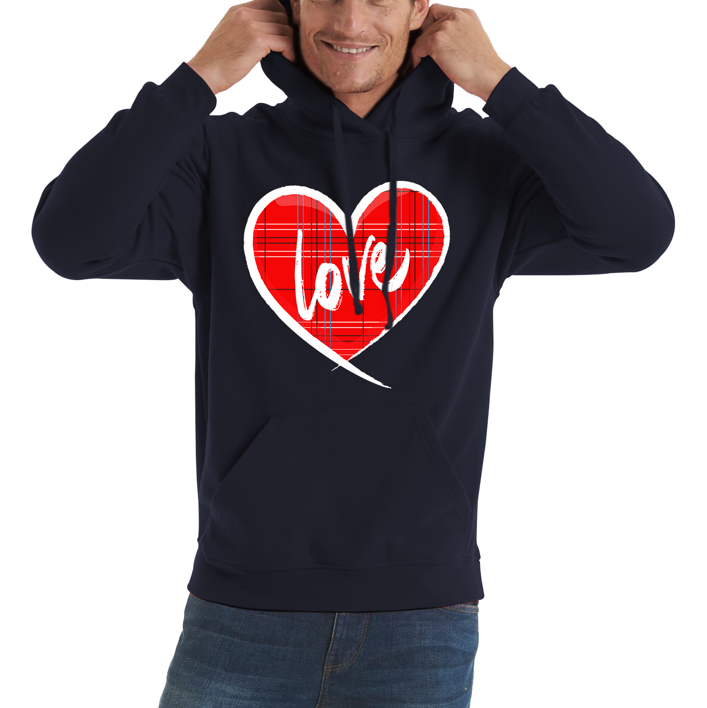 Hand Drawn Love Heart Happy Valentine's Day Lover Heart Unisex Hoodie