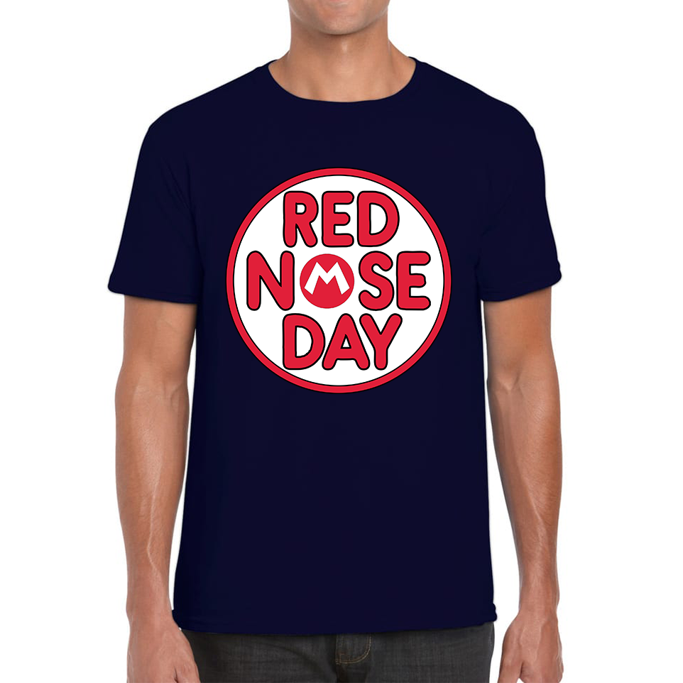 Super Mario Red Nose Day Adult T Shirt. 50% Goes To Charity