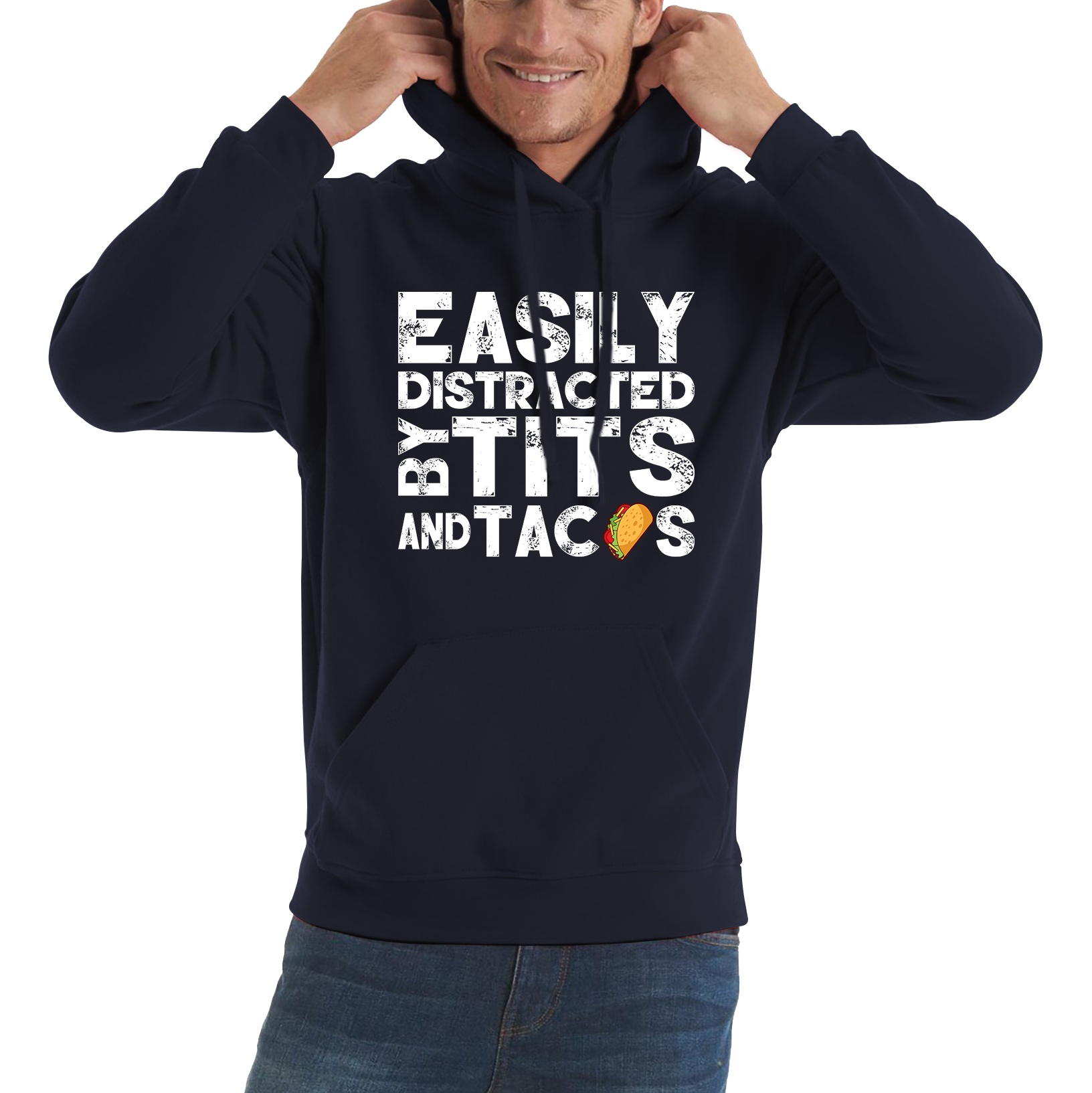 Easily Distracted By Tits and Tacos Adult Humor Hoodie