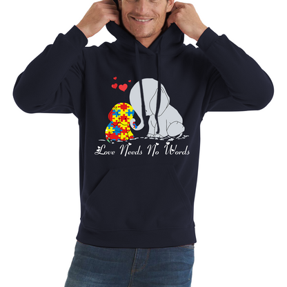 Love Needs No Words Elephant Autism Awareness Hoodie