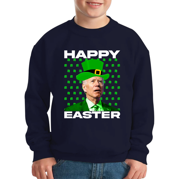 Happy Easter Confused Biden St Patricks Day Meme Joe Biden Shamrock Funny Irish Kids Jumper
