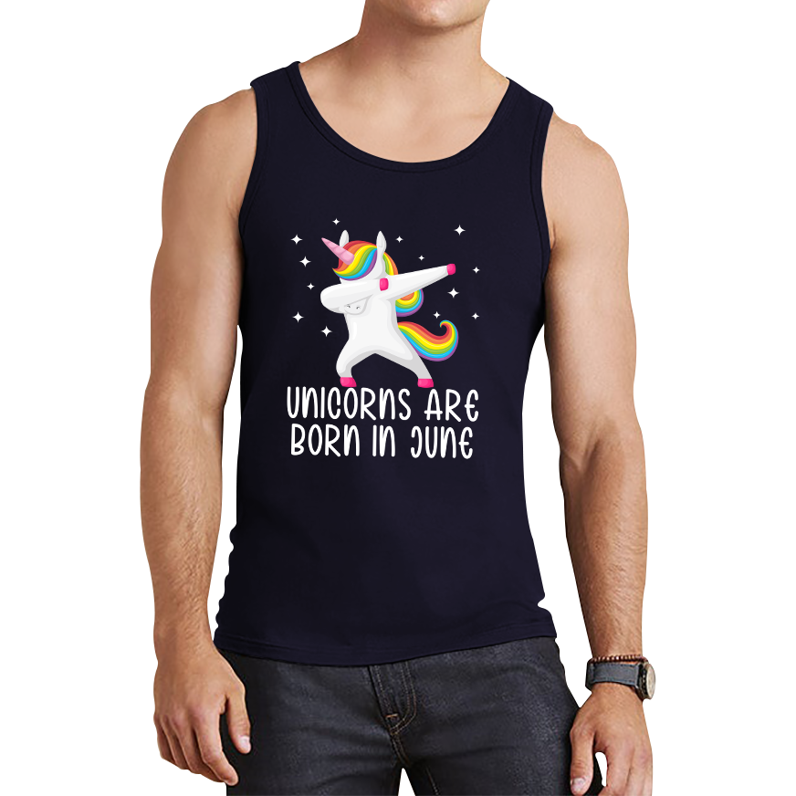 Unicorns Are Born In June Dabbing Unicorn Funny Birthday Month Novelty Slogan Tank Top