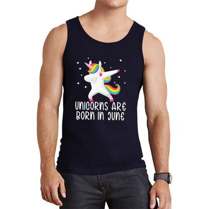 Unicorns Are Born In June Dabbing Unicorn Funny Birthday Month Novelty Slogan Tank Top