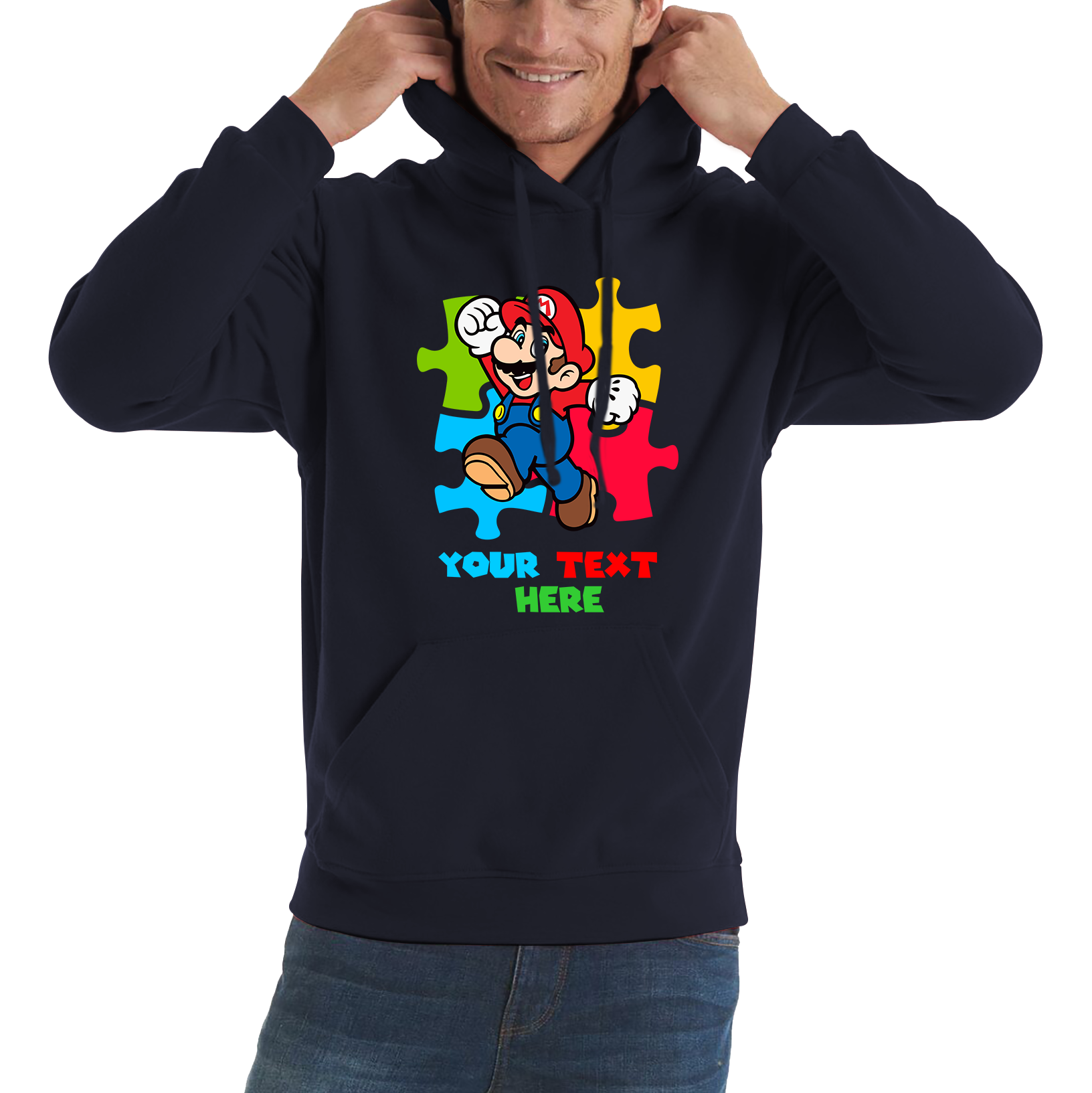 Personalised Your Name Super Mario Hoodie Funny Game Lovers Players Video Game Unisex Hoodie