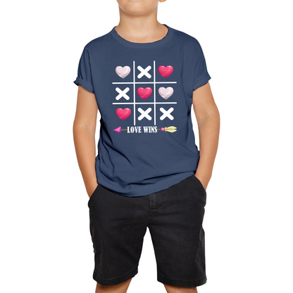 Valentine's Day Tic Tac Toe Love Wins Tic Tac Funny Game Lovers Gift Kids Tee