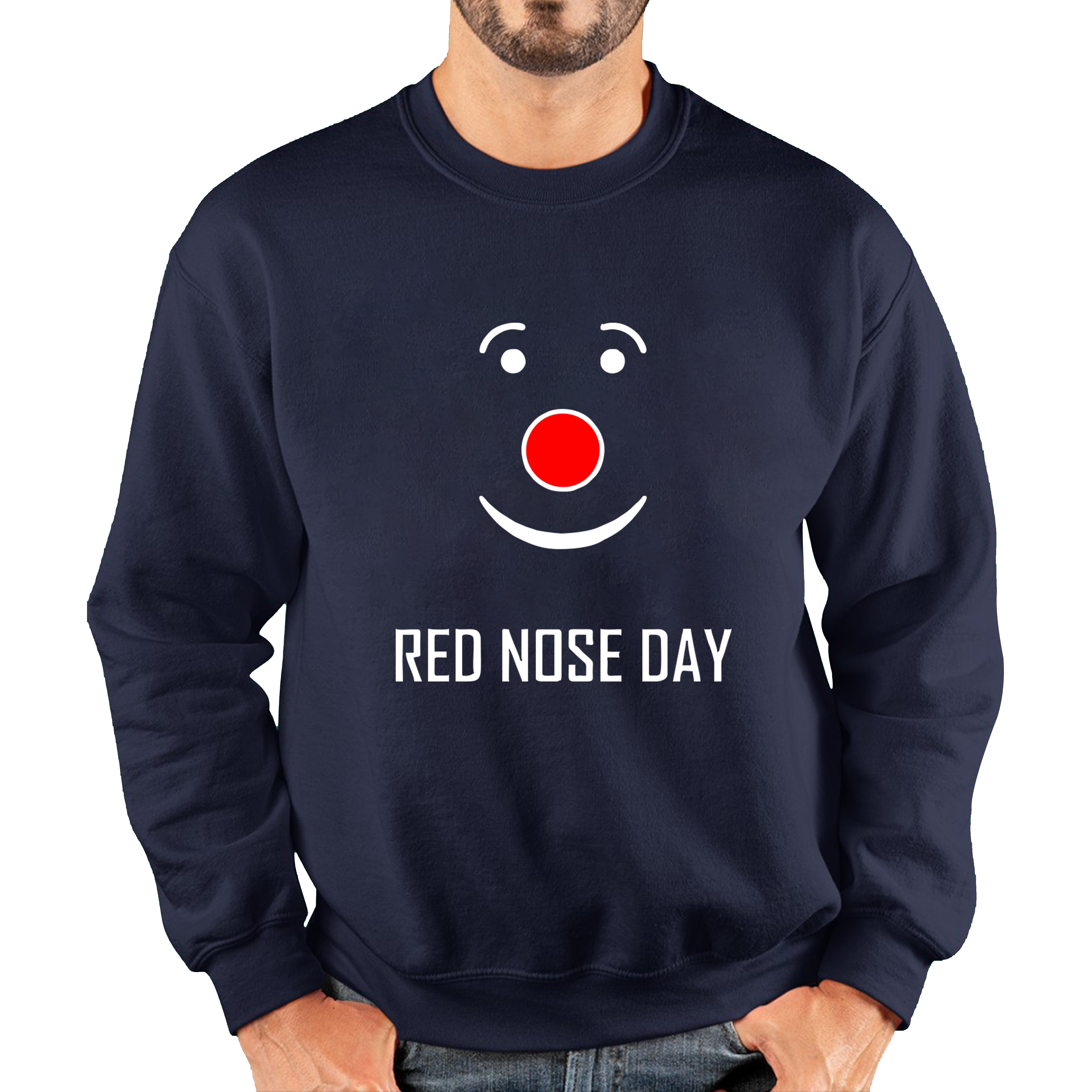 Red Nose Clown Nose Day Adult Sweatshirt. 50% Goes To Charity