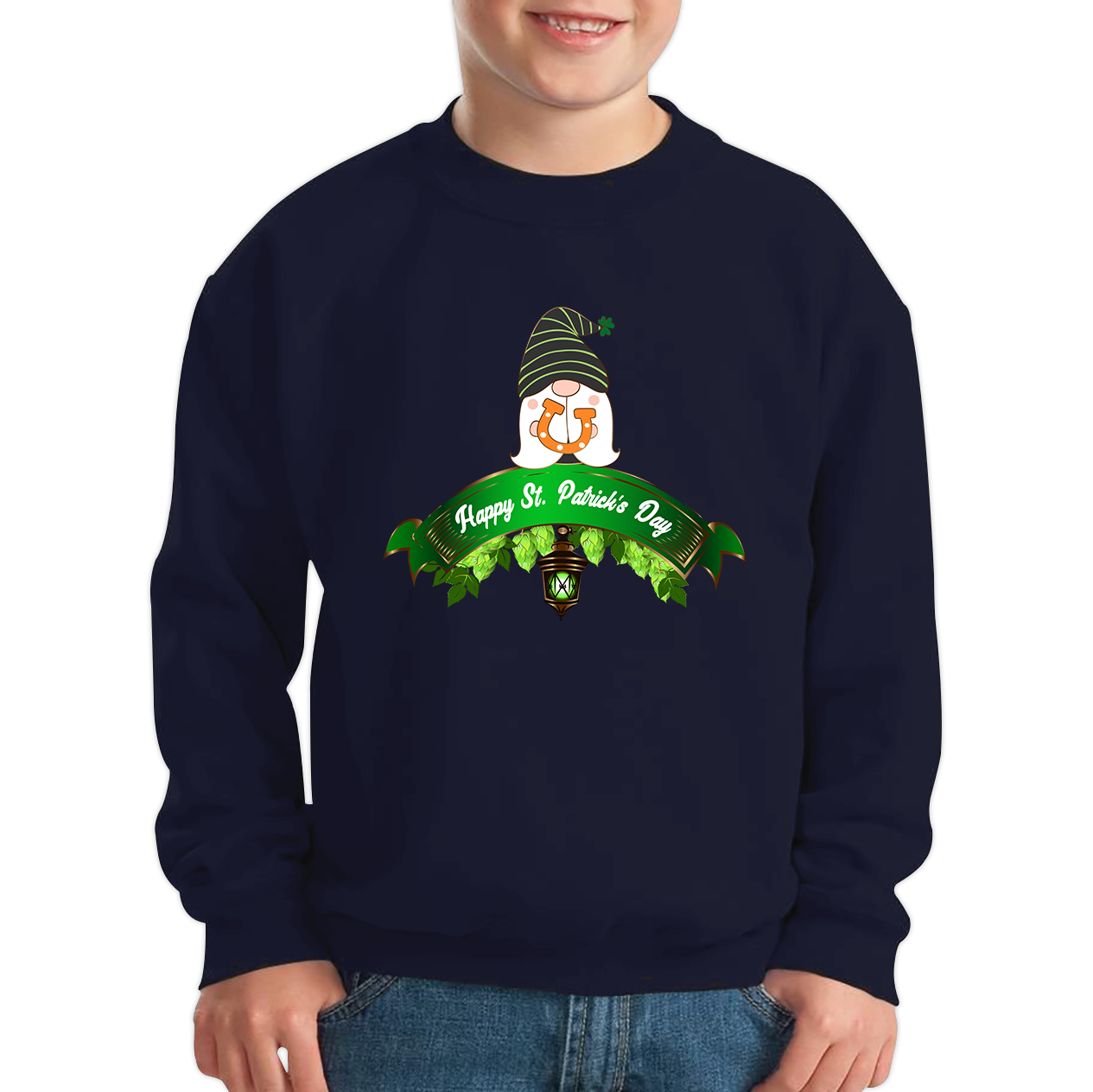 Happy St. Patrick's Day Leprechaun Gnome Irish Gnomes Lucky Gnomes Saint Patricks Day Kids Jumper