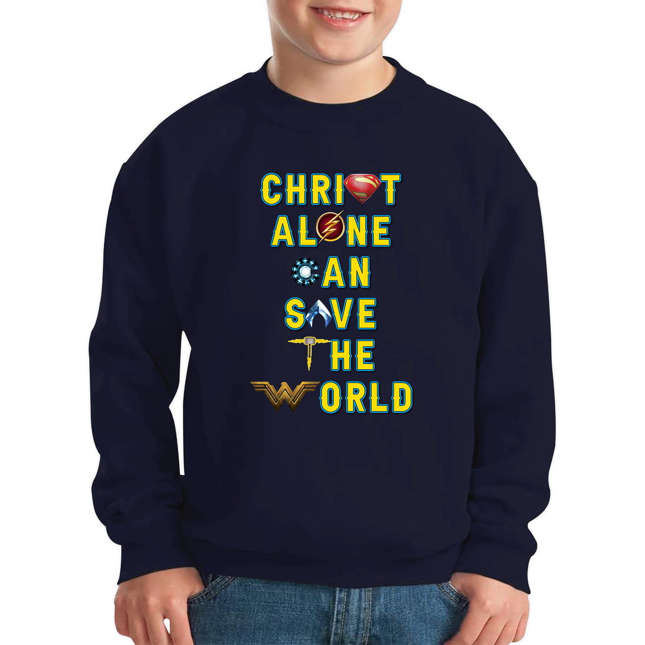 Christ Alone Can Save The World Jumper Avengers Superheroes Marvel Gift Kids Sweatshirt