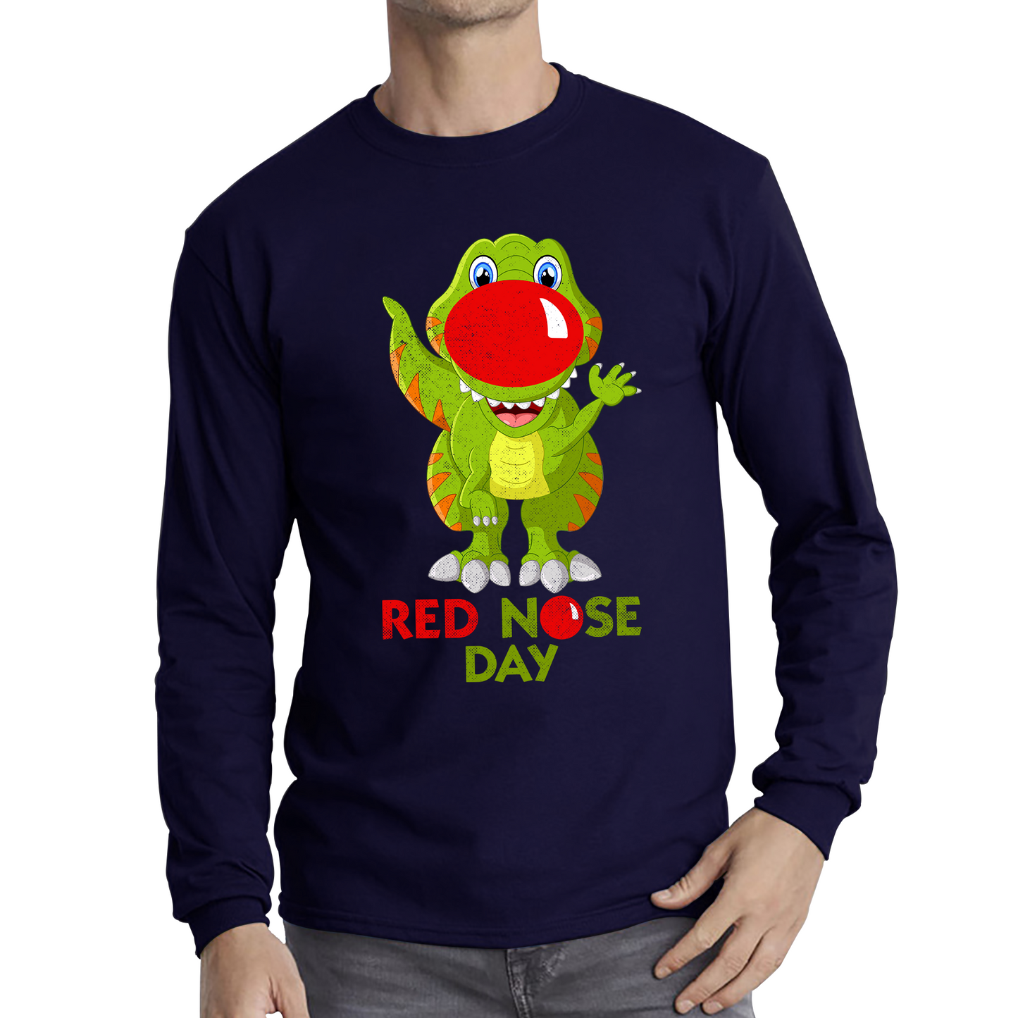 Funny Dinosaur Red Nose Day T Shirt