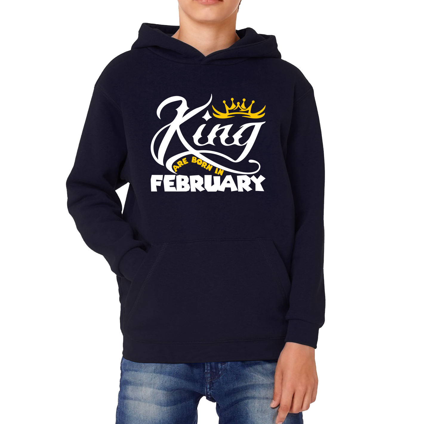 King Are Born In February Funny Birthday Month February Birthday Sayings Quotes Kids Hoodie