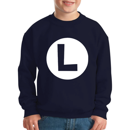 Mario Bros Character Logo Luigi Mario Waluigi Peach Bowser Toad Retro Gaming Kids Jumper