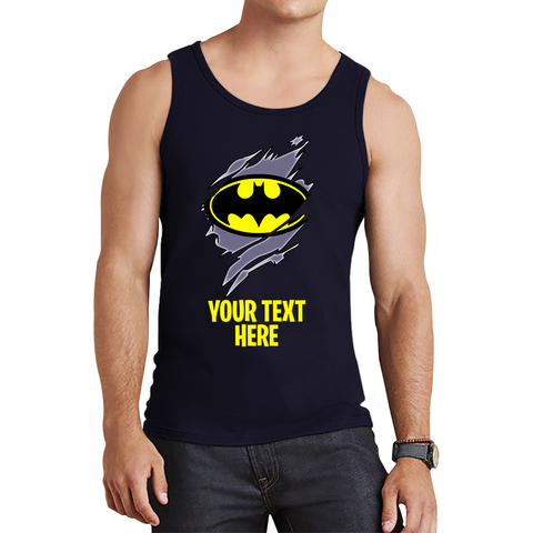 Personalised Your Text Batman Logo Vest DC Comics Superhero Birthday Gifts Tank Top