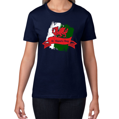 St. David's Day Dragon Flag Welsh Dragon Flag Of Wales Sant Dewi Saint Welsh Womens Tee Top