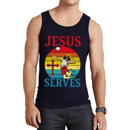 Jesus Serves Volleyball Vintage Jesus Christ Volleyball Sports Christian Religious Tank Top