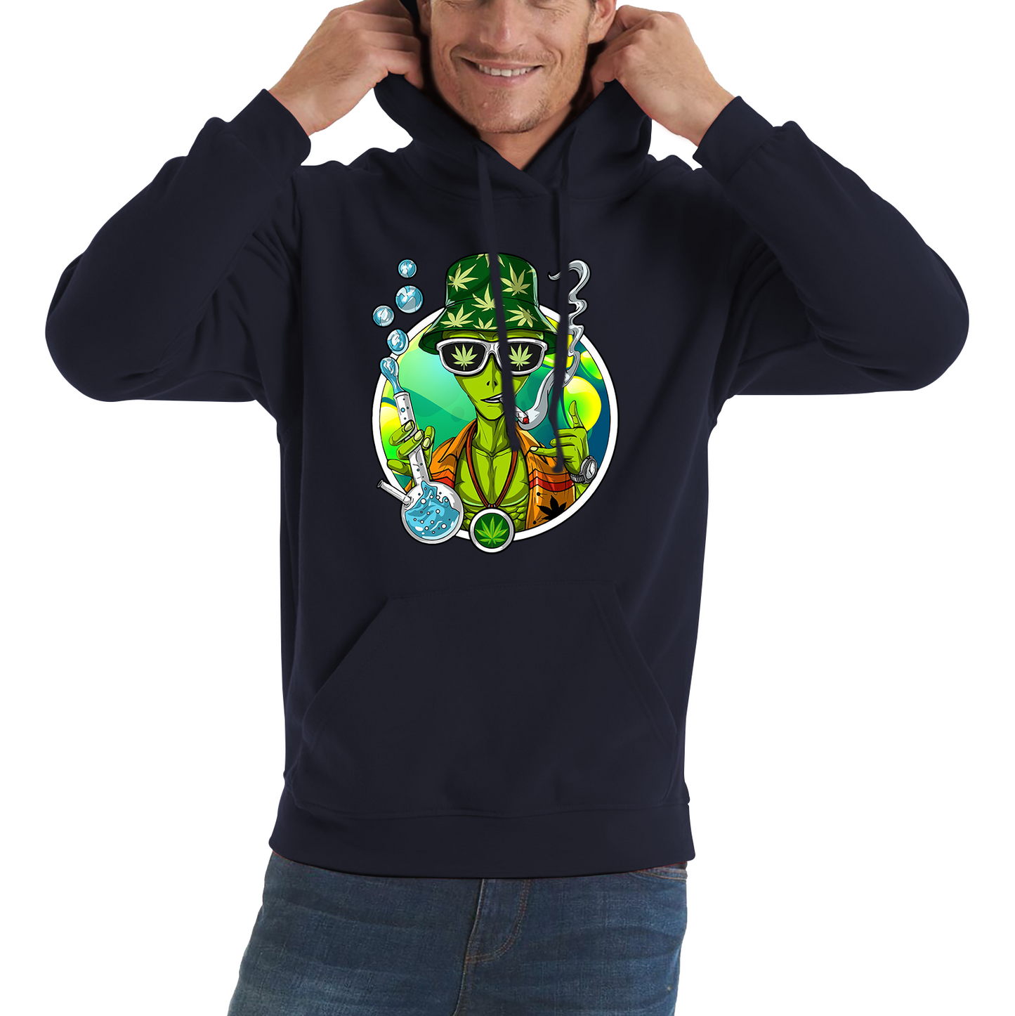 Alien Stoner Smoking Funny Hoodie