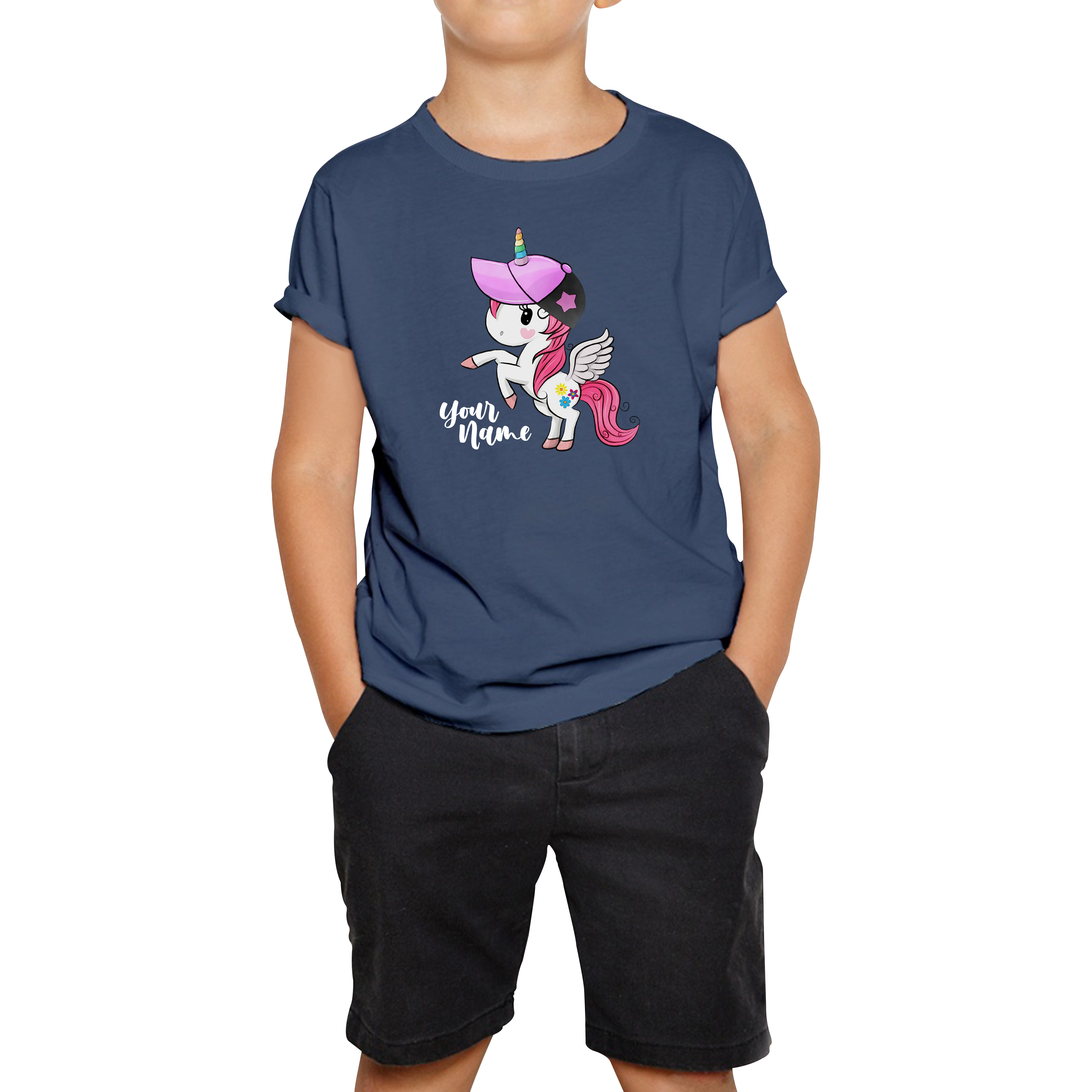 Personalised Your Name Little Unicorn Horse Funny Kids T Shirt