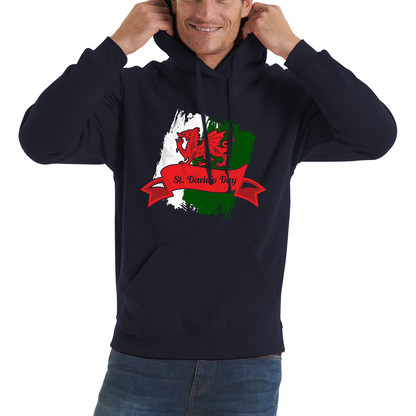 St. David's Day Dragon Flag Welsh Dragon Flag Of Wales Sant Dewi Saint Welsh Unisex Hoodie