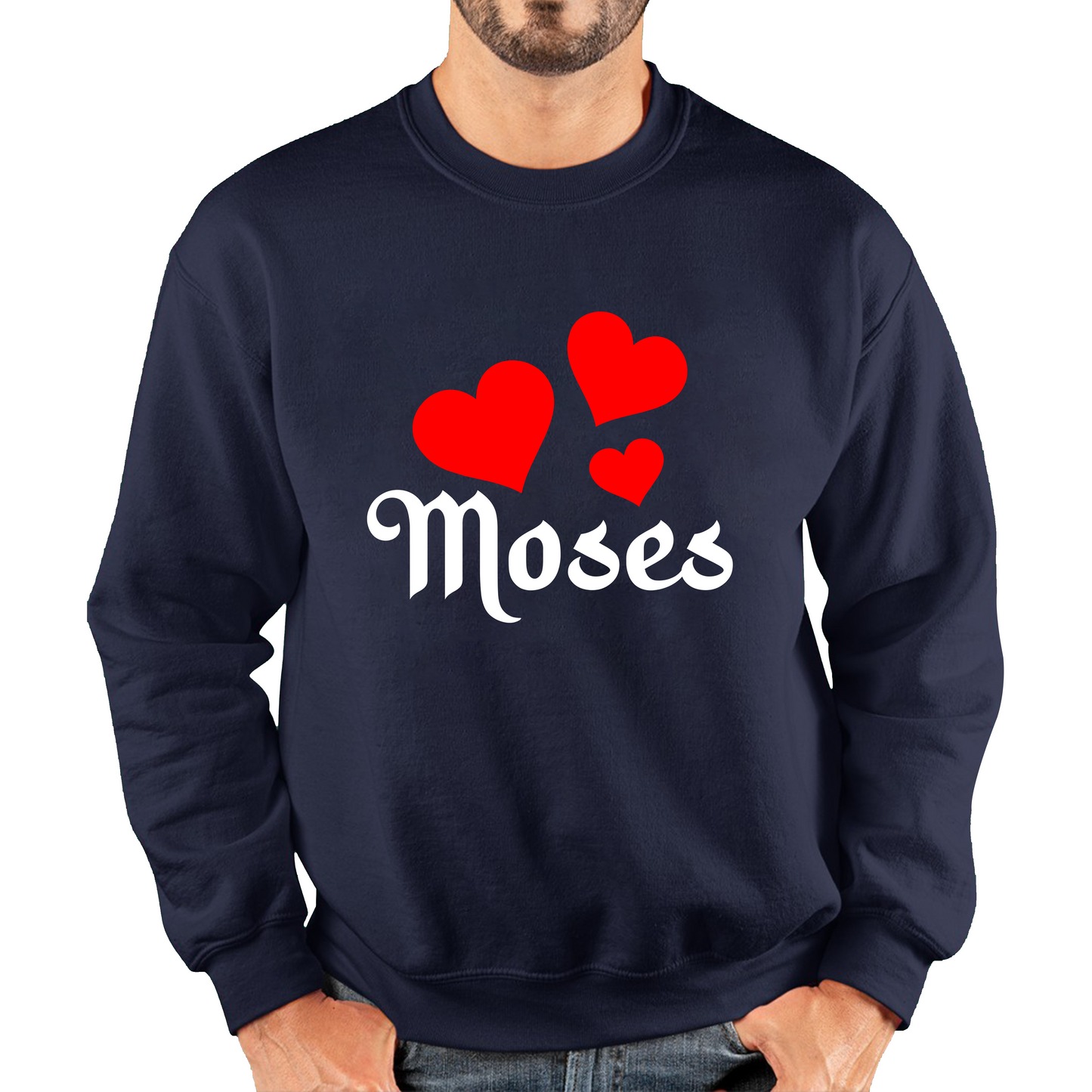 Moses Hearts Religions Prophet Jewish Founder Of Monotheistic Belief Unisex Sweatshirt