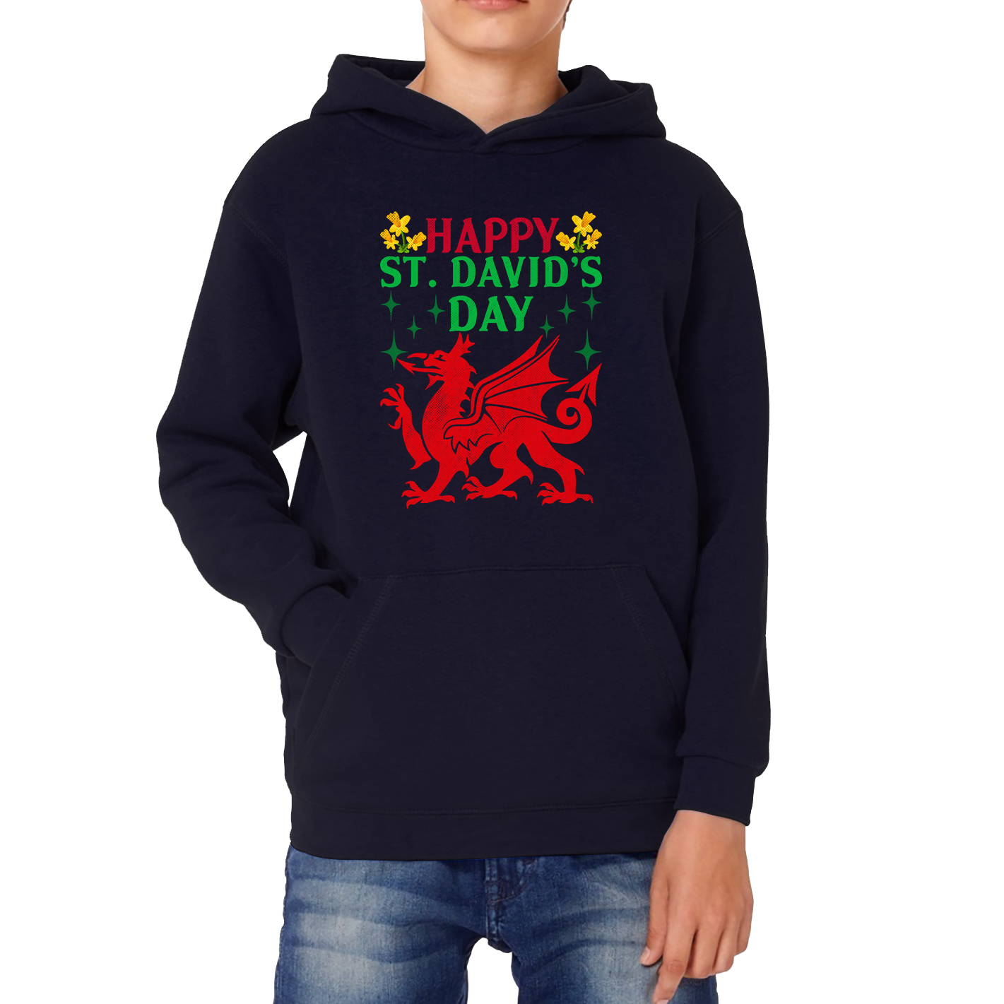 Happy St. David's Day Dragon Welsh Dragon Saint Welsh Language Wales Party Kids Hoodie
