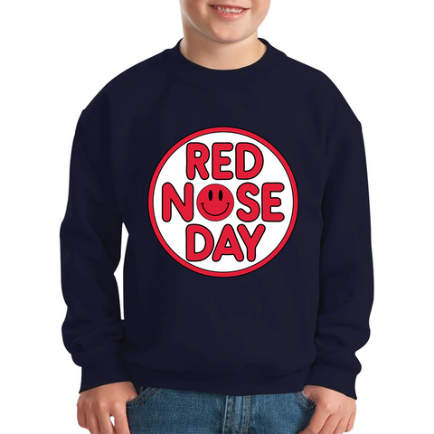 Smiley Face Red Nose Day Kids Sweatshirt. 50% Goes To Charity