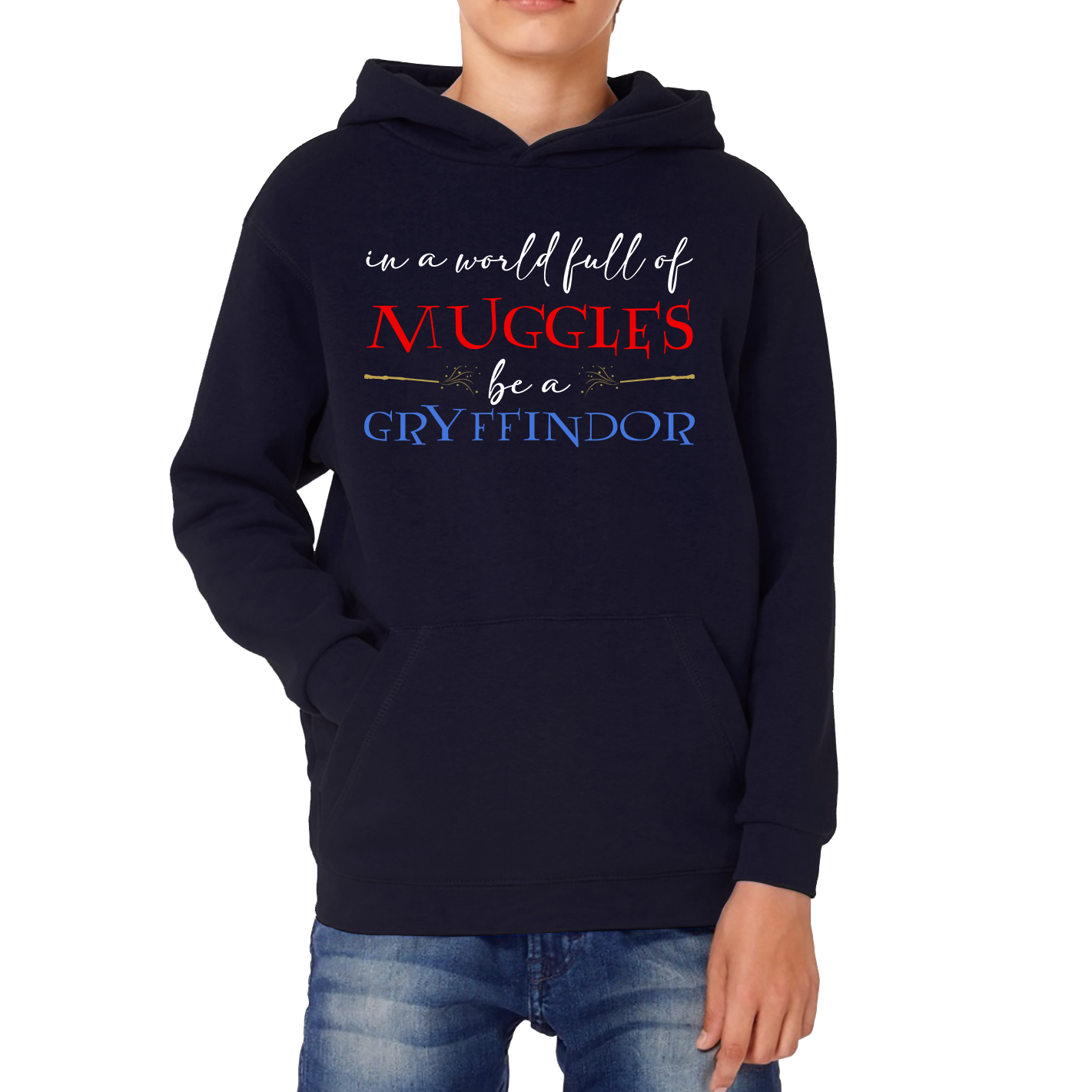 In A World Full of Muggles Be A Gryffindor Funny Harry Potter Gryffindor Kids Hoodie