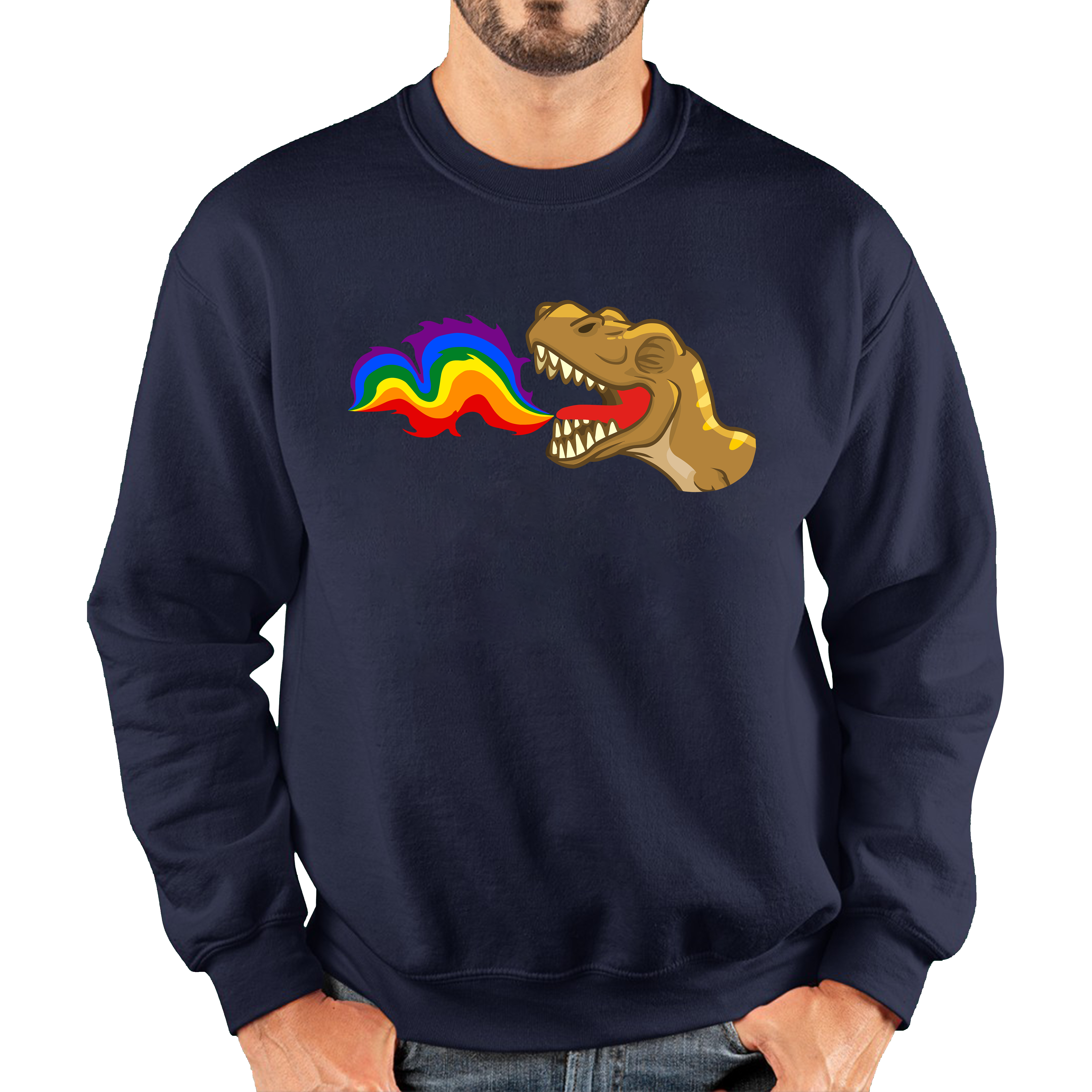 LGBT T-Rex Dinosaur Pride Lgbt Dino Rainbow Fire Adult Sweatshirt
