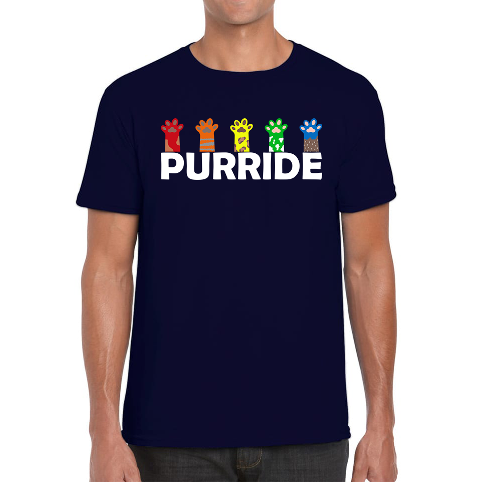 Purride Funny Cat Lovers LGBT T-Shirt Pride Awareness Gay Lesbians Pet Animal Mens Tee Top