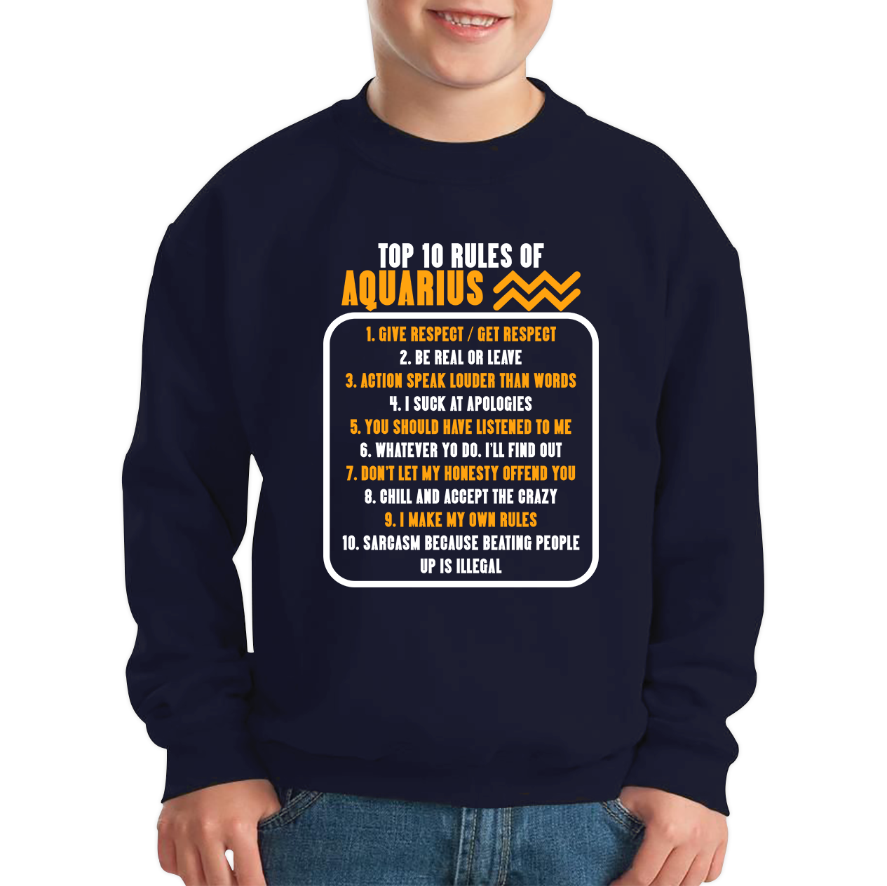 Top 10 Rules Of Aquarius Horoscope Zodiac Astrological Sign Facts Traits Give Respect Get Respect Birthday Present Kids Jumper