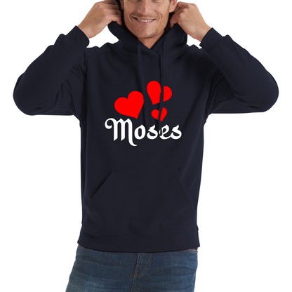Moses Hearts Religions Prophet Jewish Founder Of Monotheistic Belief Unisex Hoodie